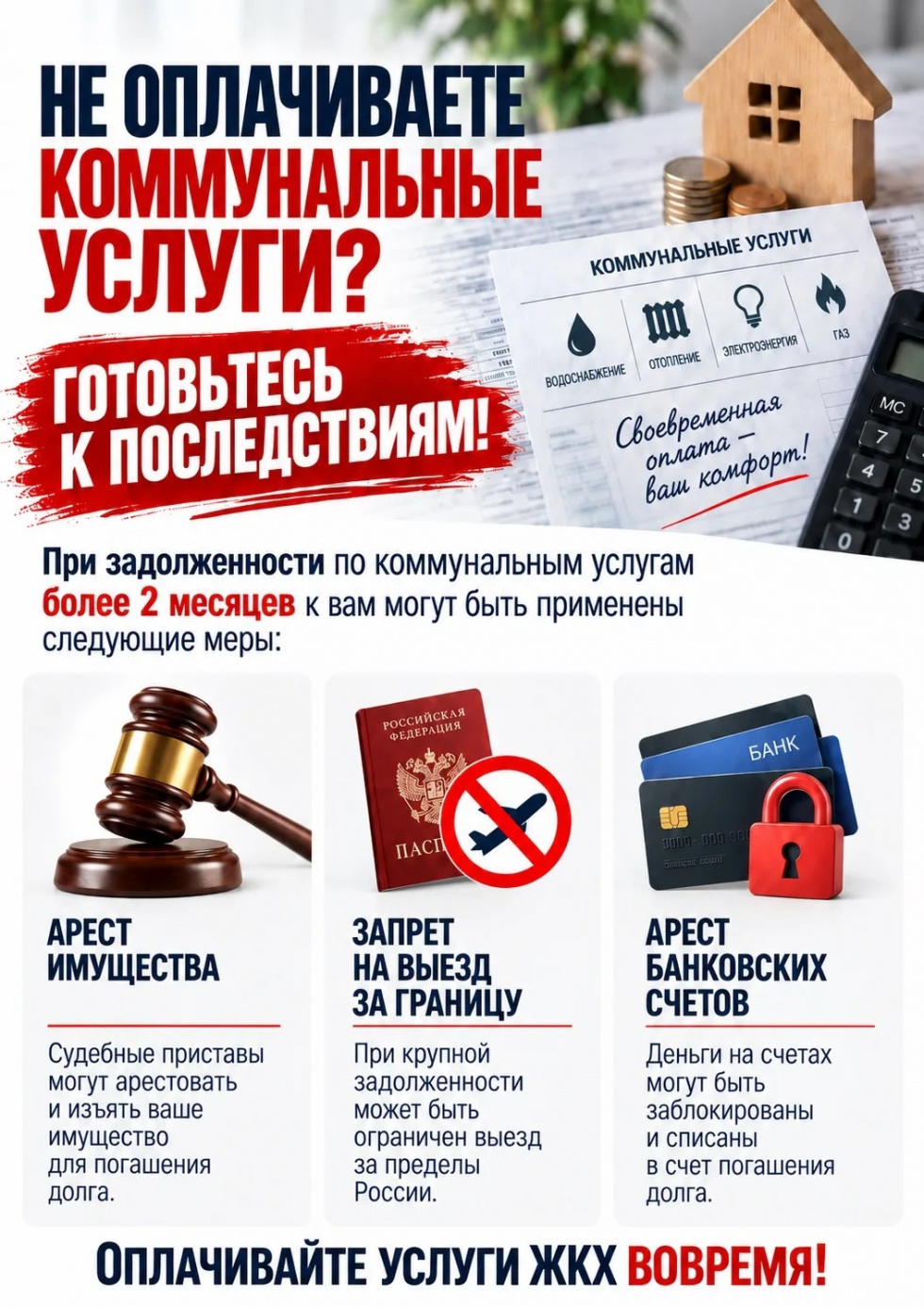 НЕ ОПЛАЧИВАЕТЕ КОММУНАЛЬНЫЕ УСЛУГИ?  ГОТОВЬТЕСЬ К ПОСЛЕДСТВИЯМ!